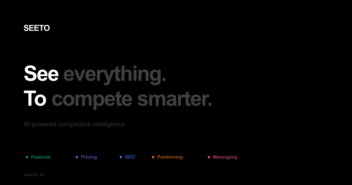 Seeto Competitive Intelligence Platform product preview for startup listing on Aura++