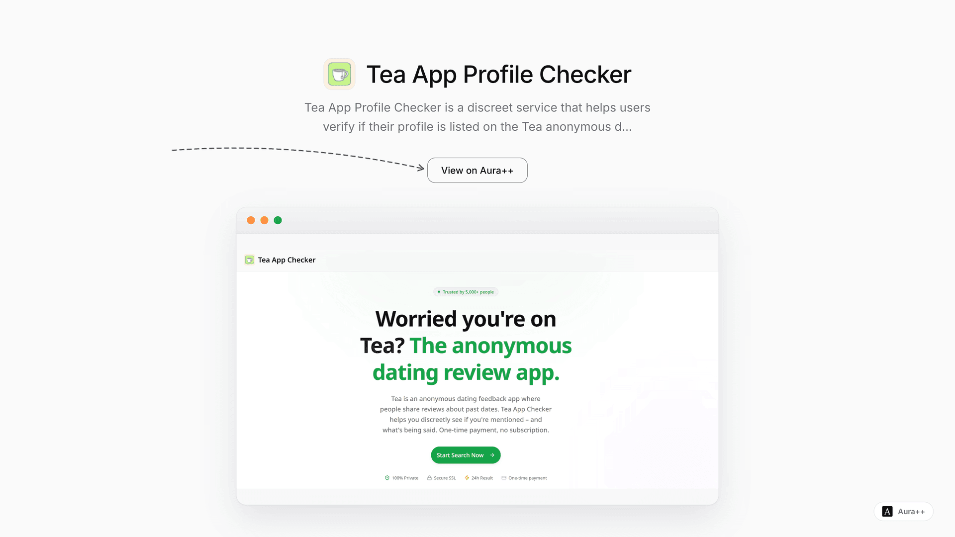 Tea App Profile Checker launch story featured image on Aura++