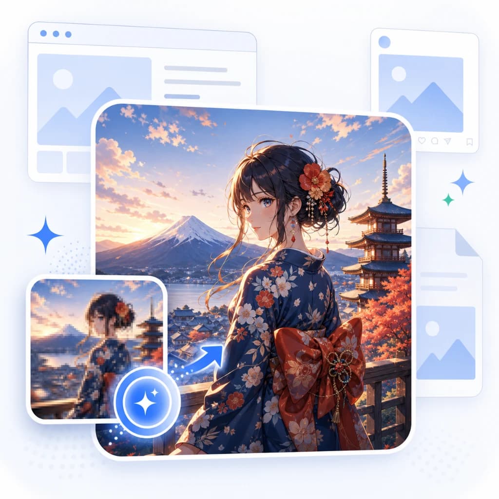 Image Upscaler product preview for startup listing on Aura++