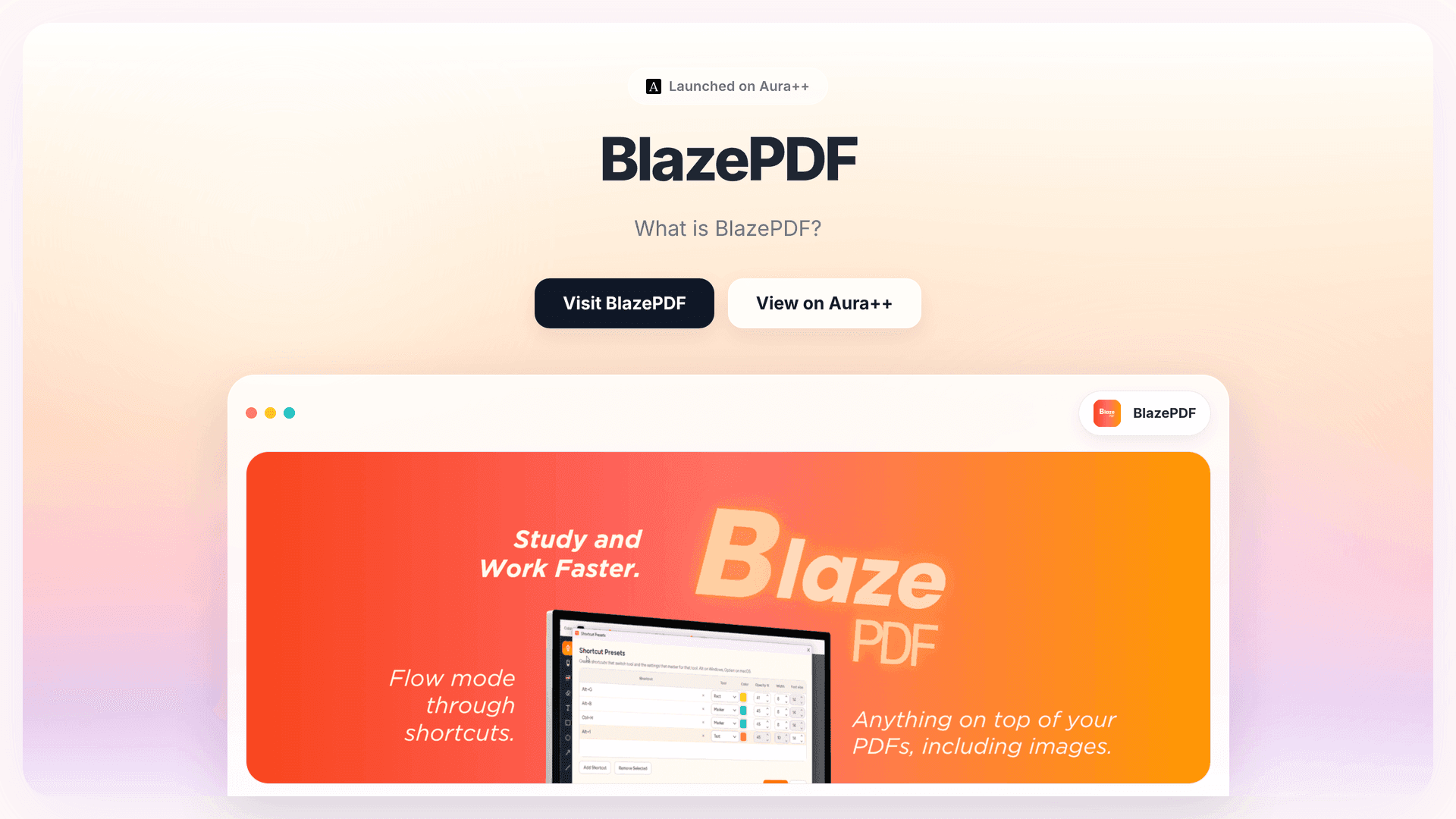 BlazePDF launch story featured image on Aura++