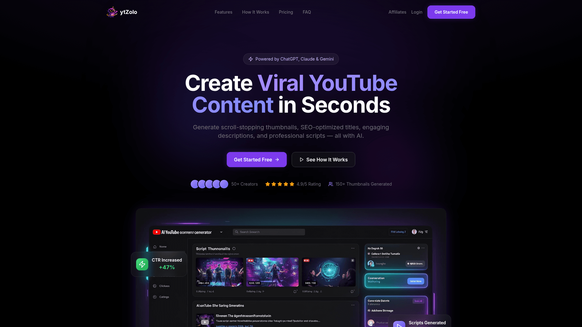 ytZolo - AI Productivity & Content Creation Platform product preview for startup listing on Aura++