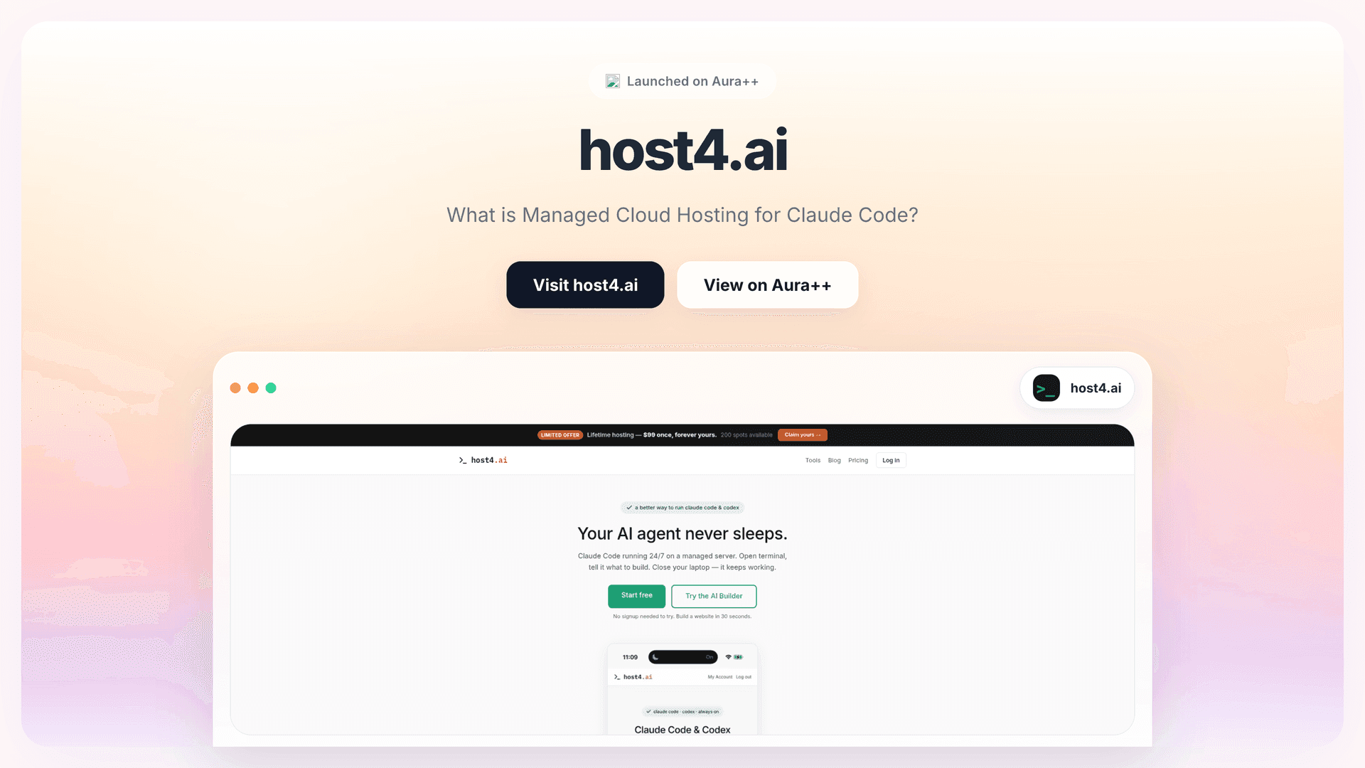host4.ai launch story featured image on Aura++