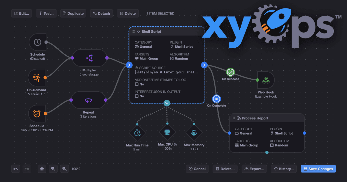 xyOps Workflow Automation Platform product preview for startup listing on Aura++
