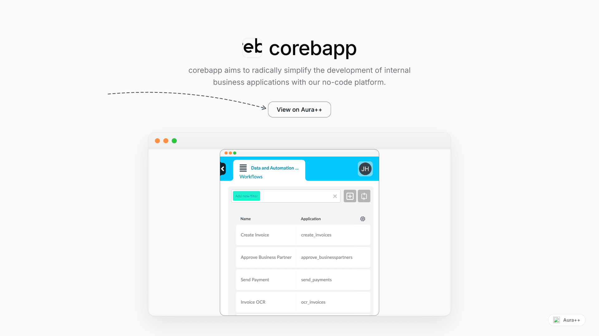 corebapp - The  Enterprise Application Building System launch story featured image on Aura++