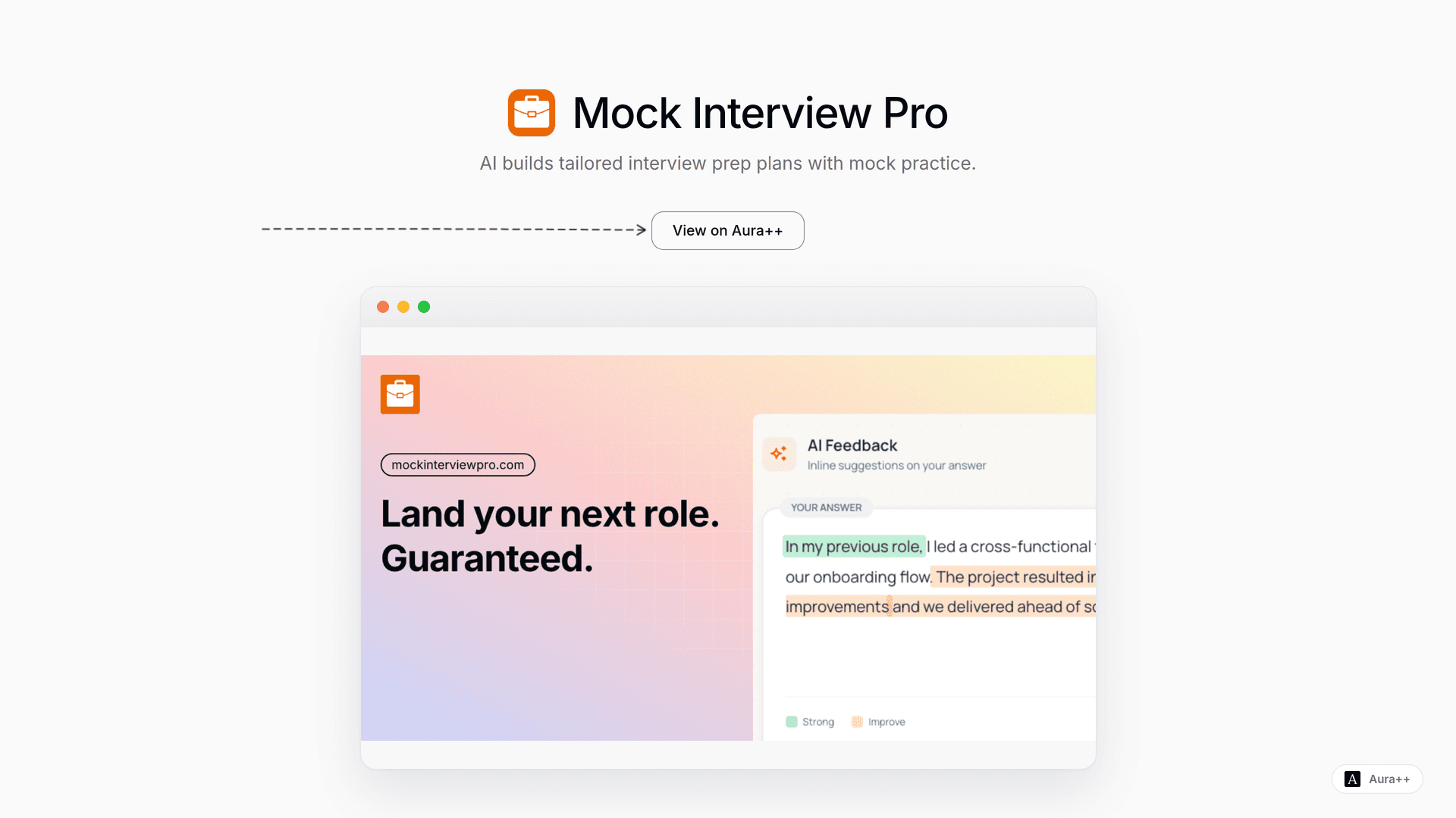 Mock Interview Pro launch story featured image on Aura++