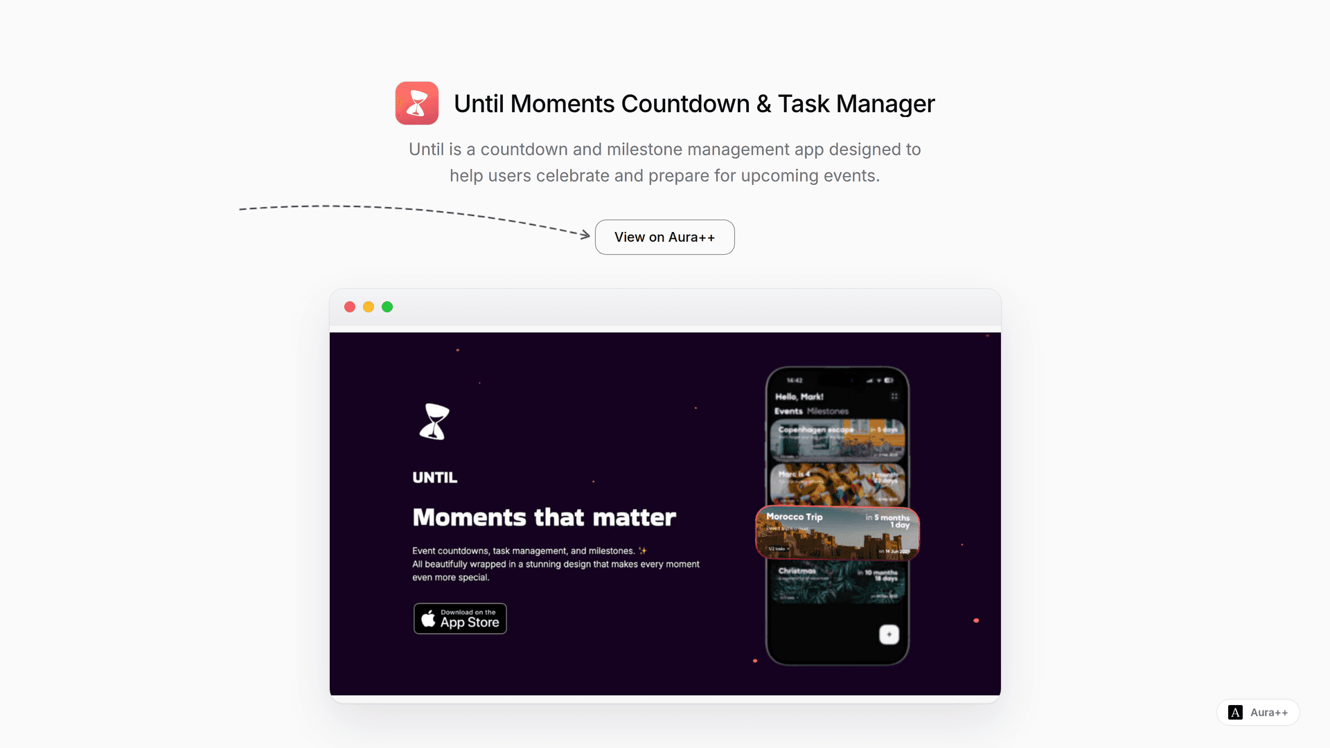 Until Moments Countdown & Task Manager launch story featured image on Aura++