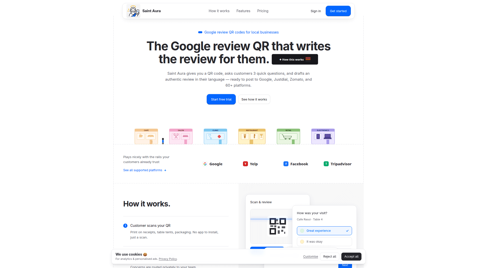 Saint Aura  product preview for startup listing on Aura++