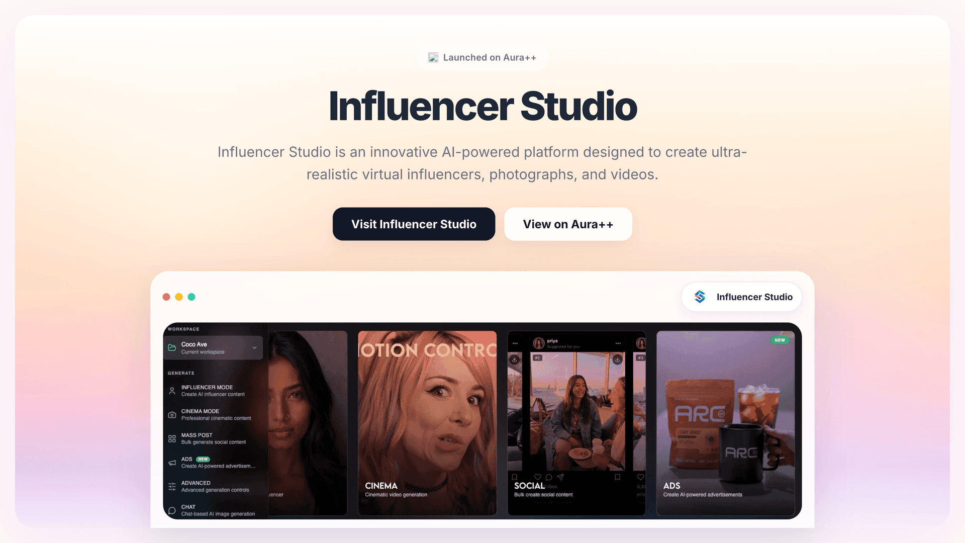 Influencer Studio launch story featured image on Aura++