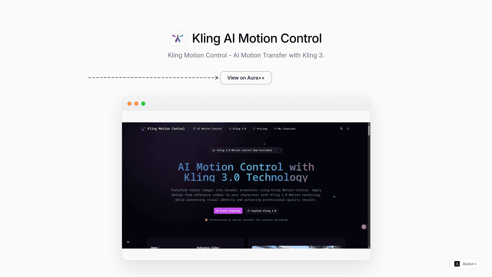 Kling AI Motion Control launch story featured image on Aura++