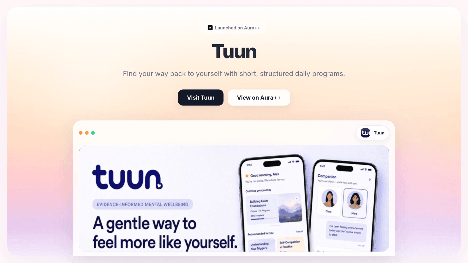 Tuun launch story featured image on Aura++