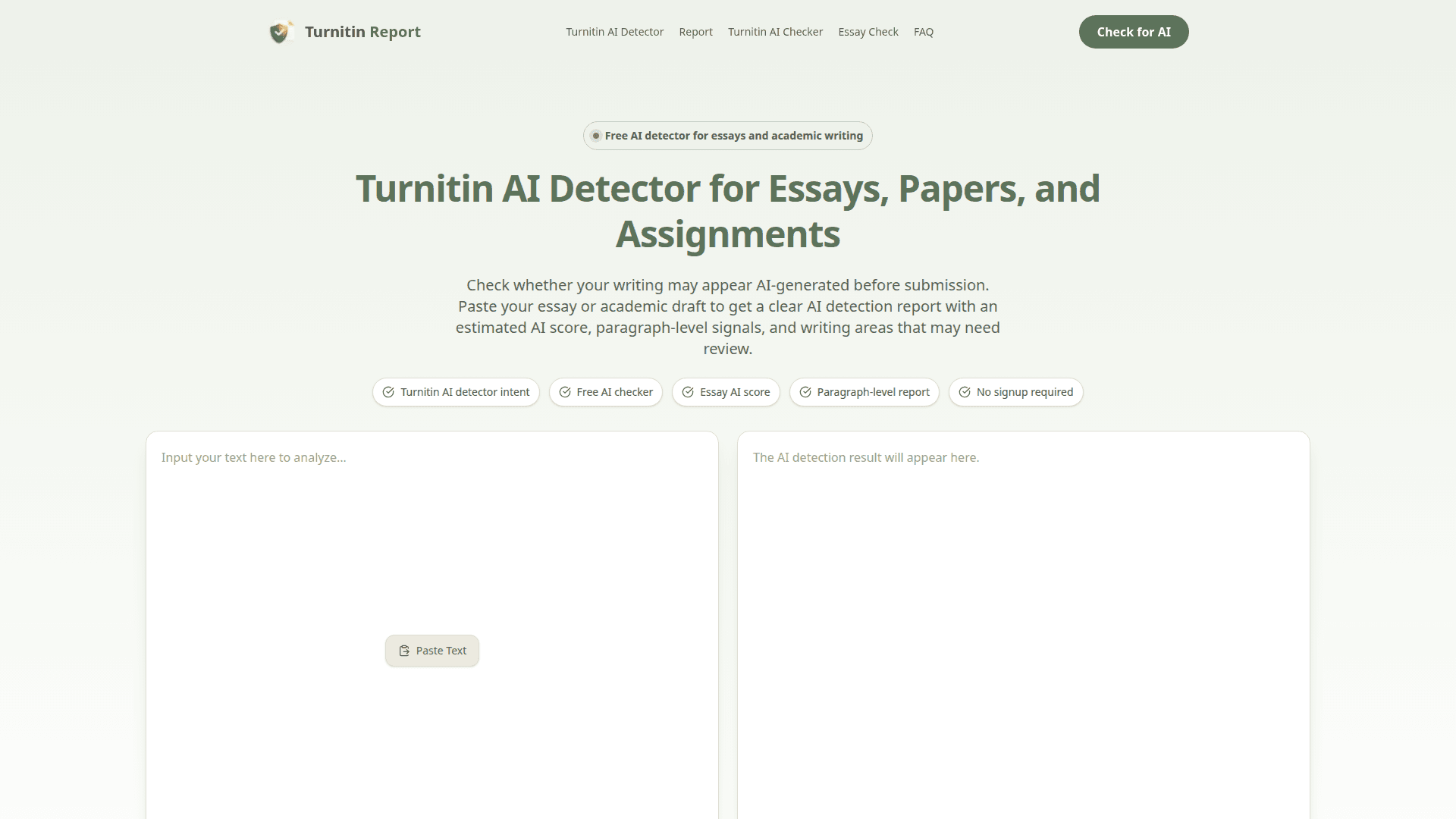 Turnitin AI Detector product preview for startup listing on Aura++