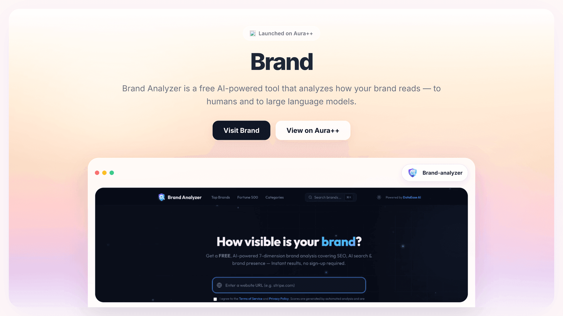 Brand-analyzer launch story featured image on Aura++