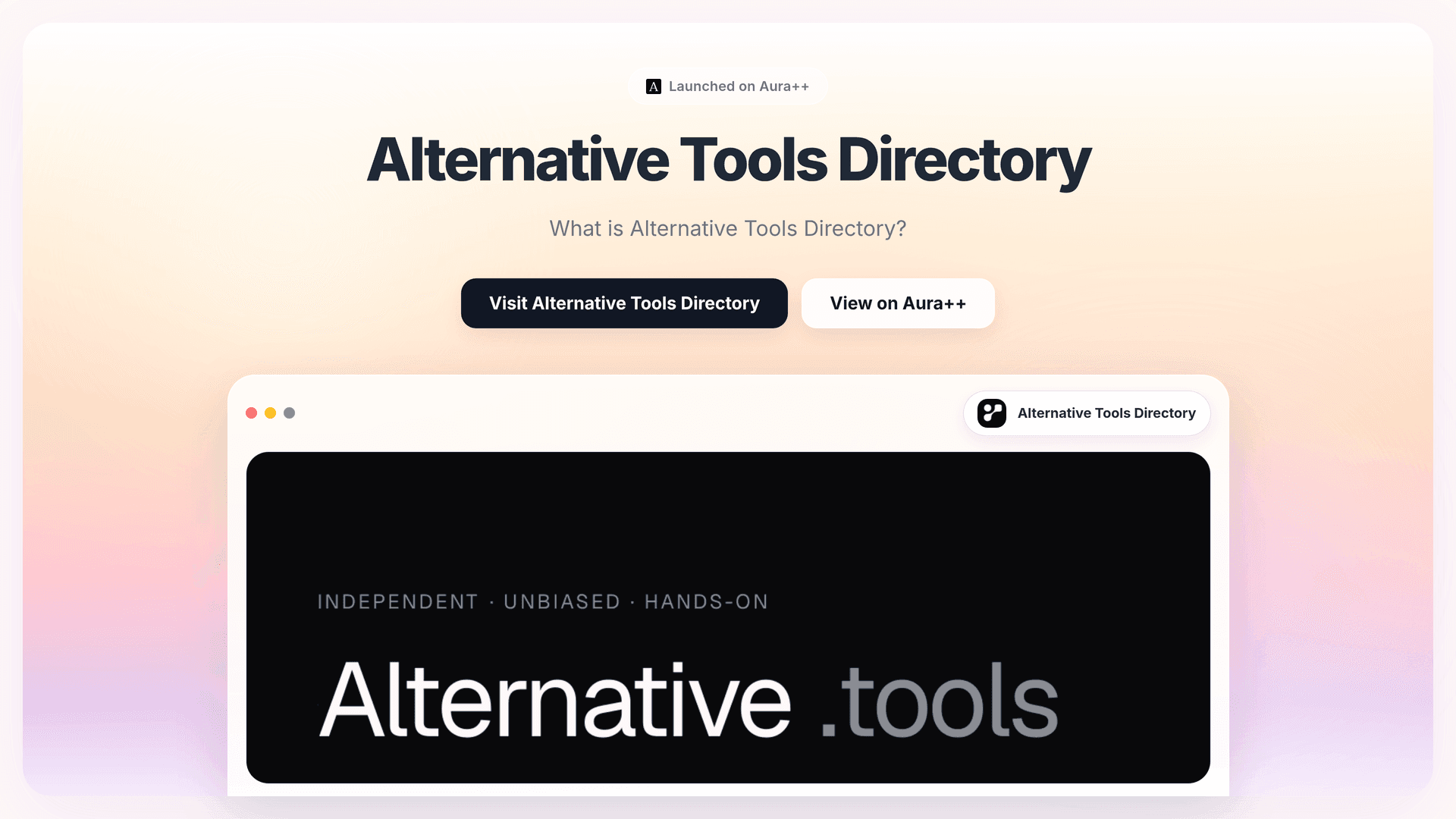 Alternative Tools Directory launch story featured image on Aura++