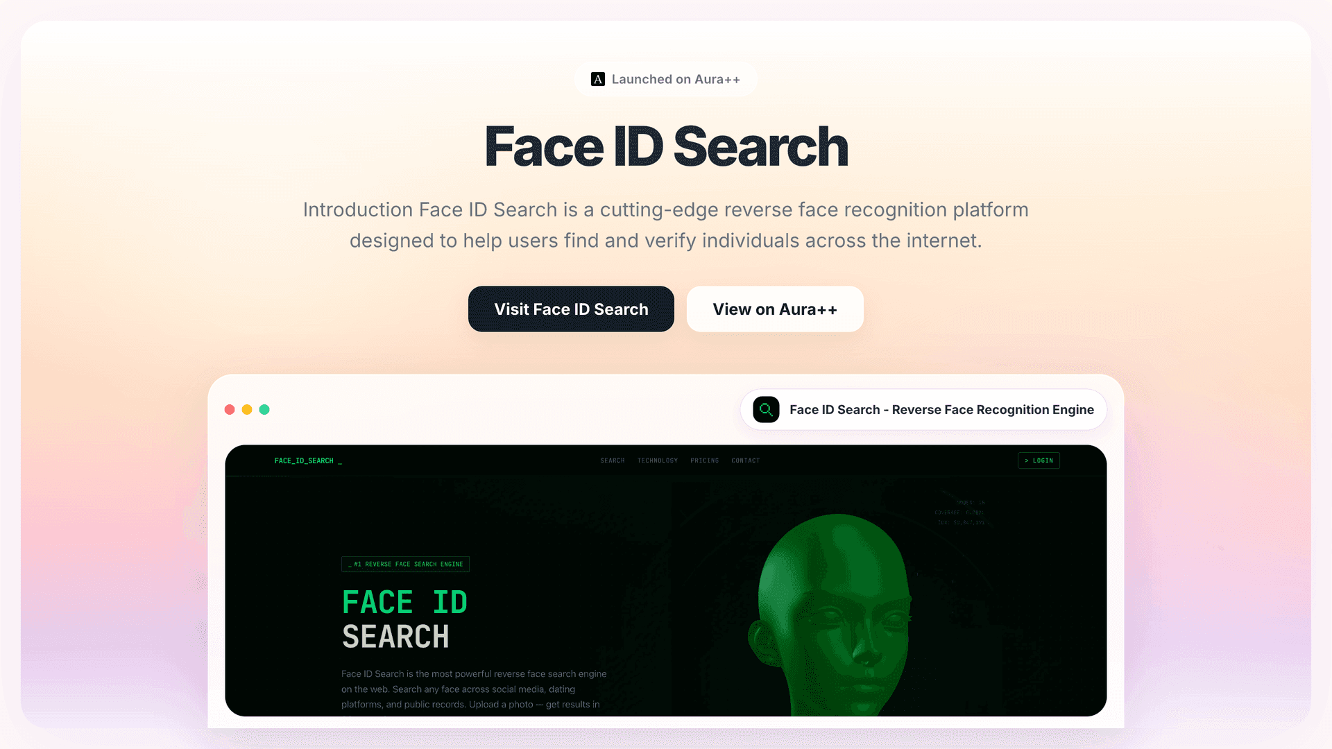 Face ID Search - Reverse Face Recognition Engine launch story featured image on Aura++