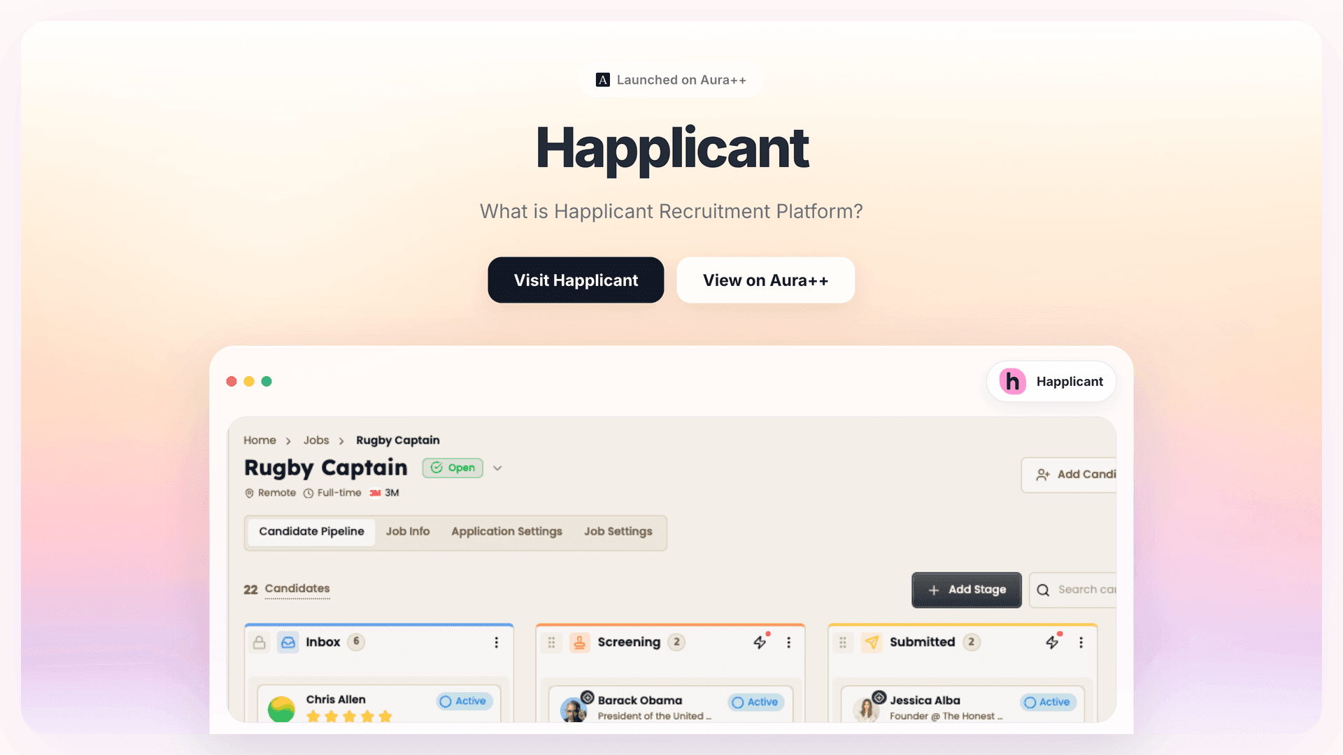 Happlicant launch story featured image on Aura++