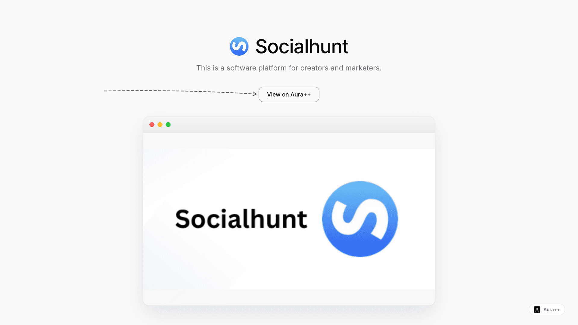 Socialhunt launch story featured image on Aura++