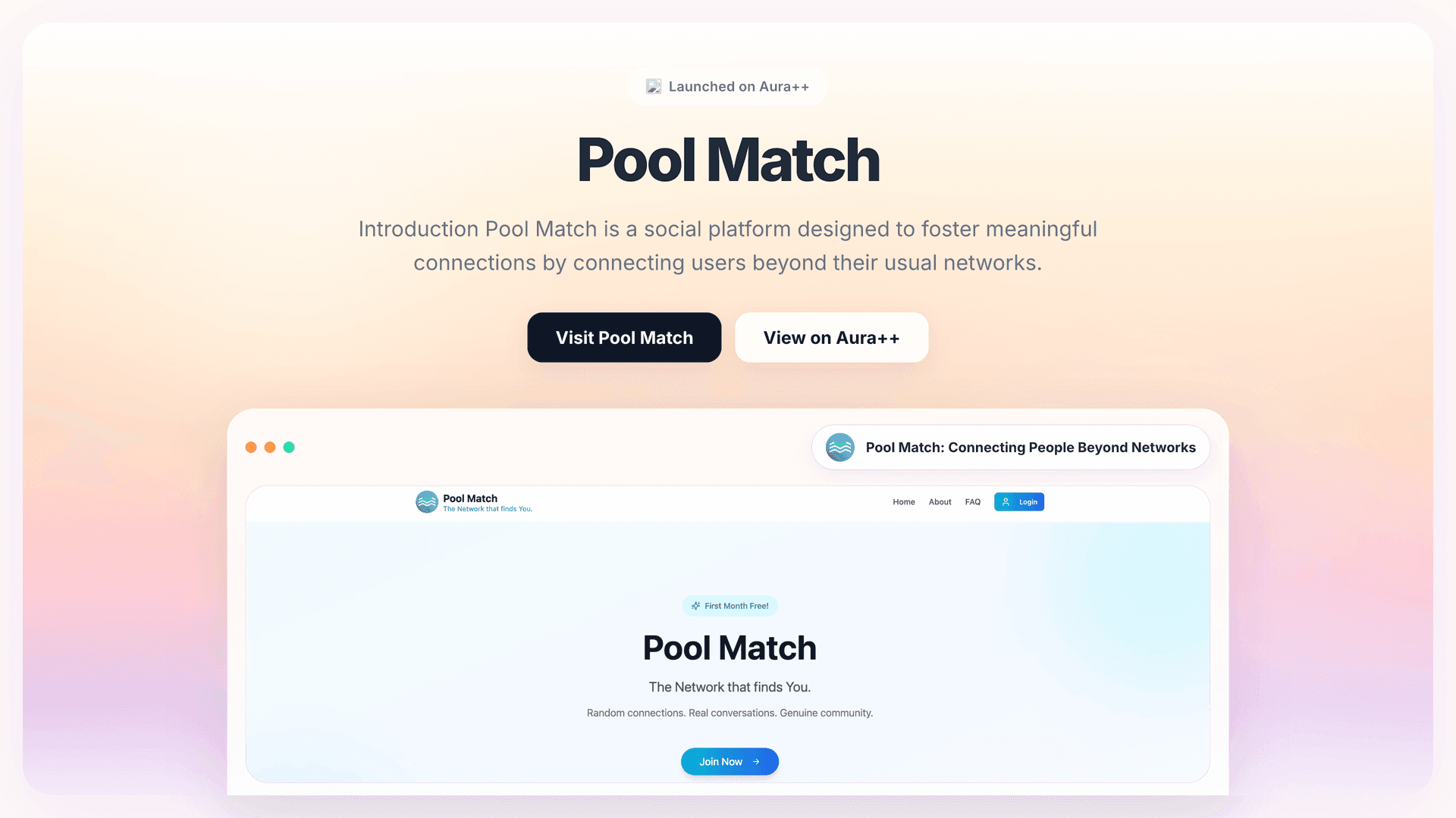 Pool Match: Connecting People Beyond Networks launch story featured image on Aura++