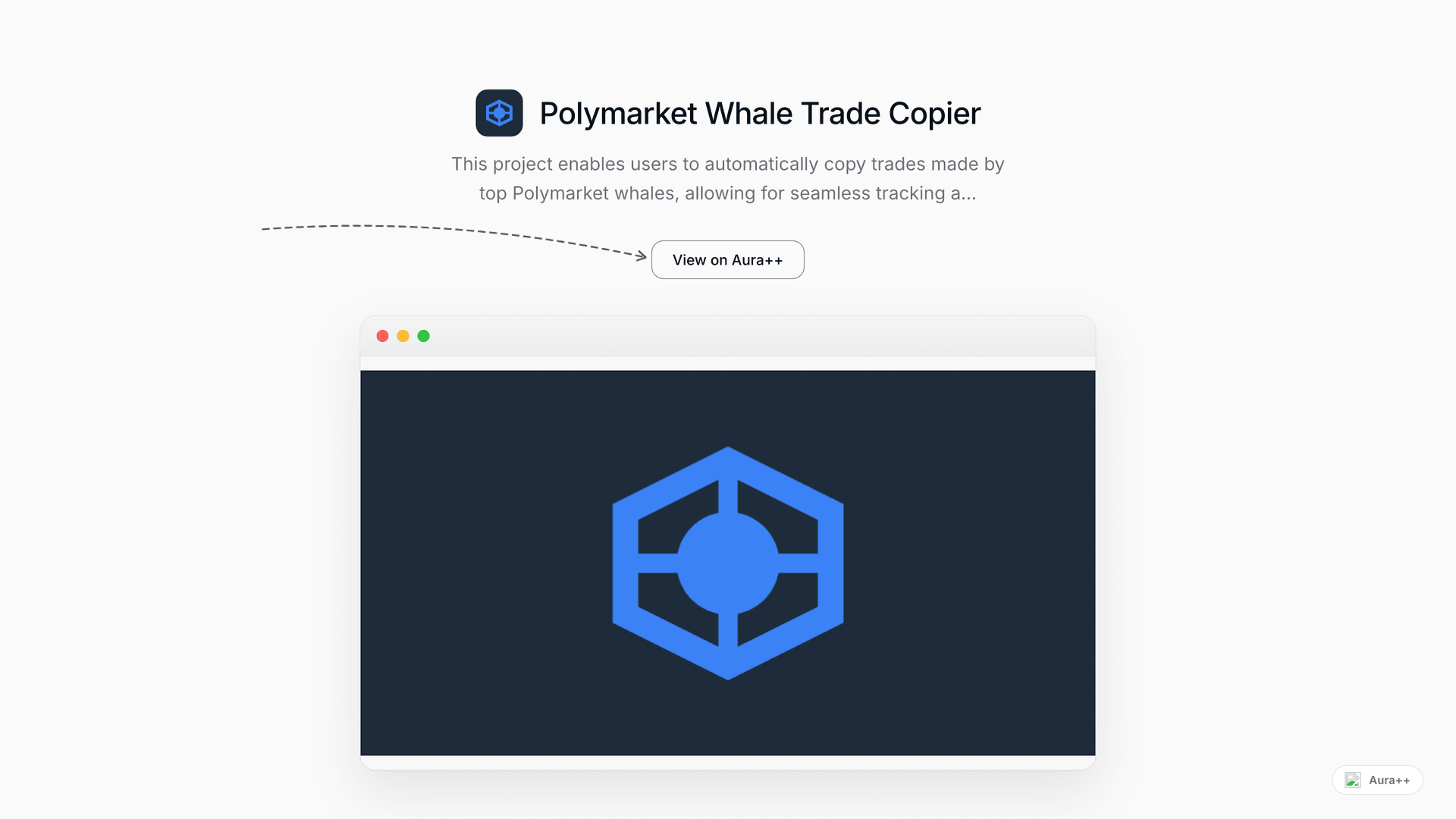 Polymarket Whale Trade Copier launch story featured image on Aura++