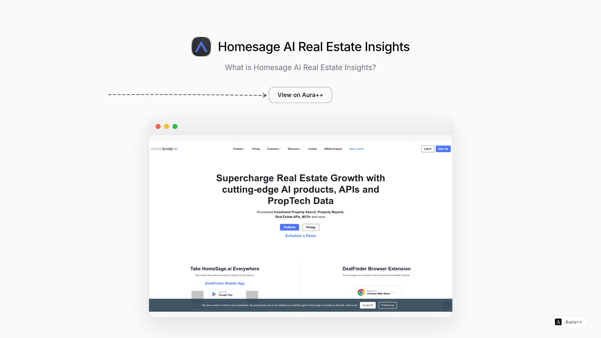 Homesage AI Real Estate Insights launch story featured image on Aura++