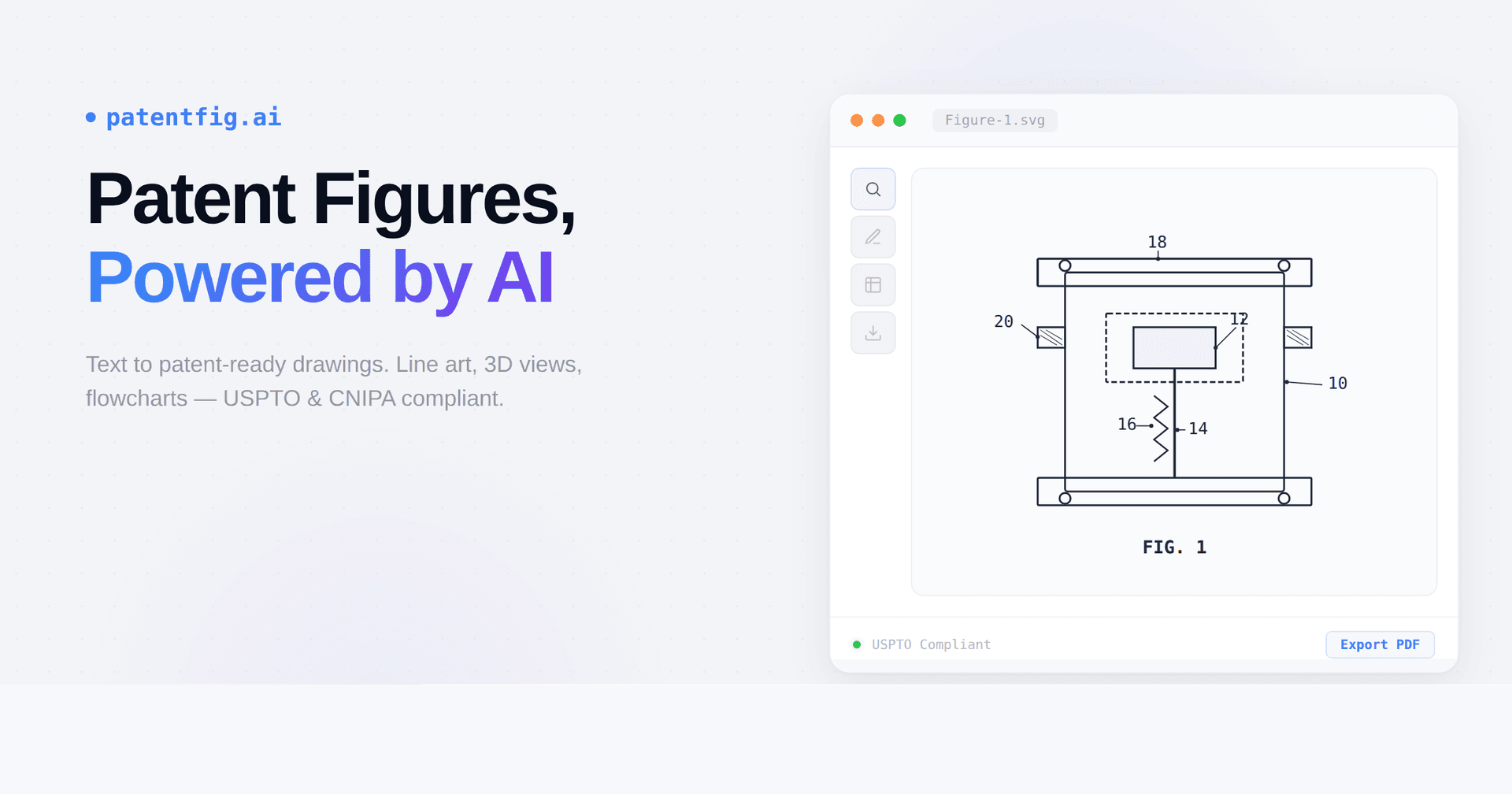 PatentFig AI product preview for startup listing on Aura++