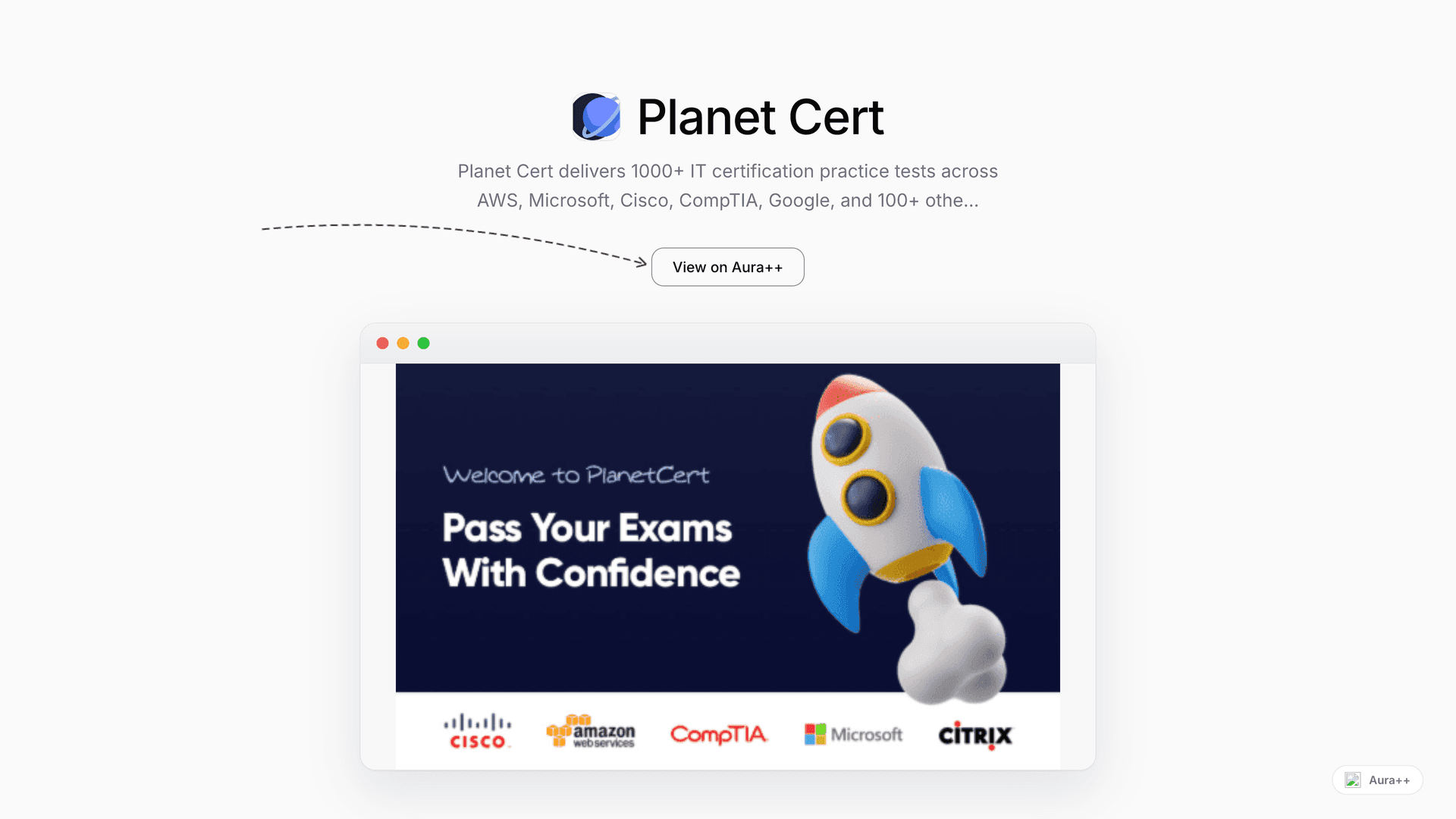 Planet Cert launch story featured image on Aura++
