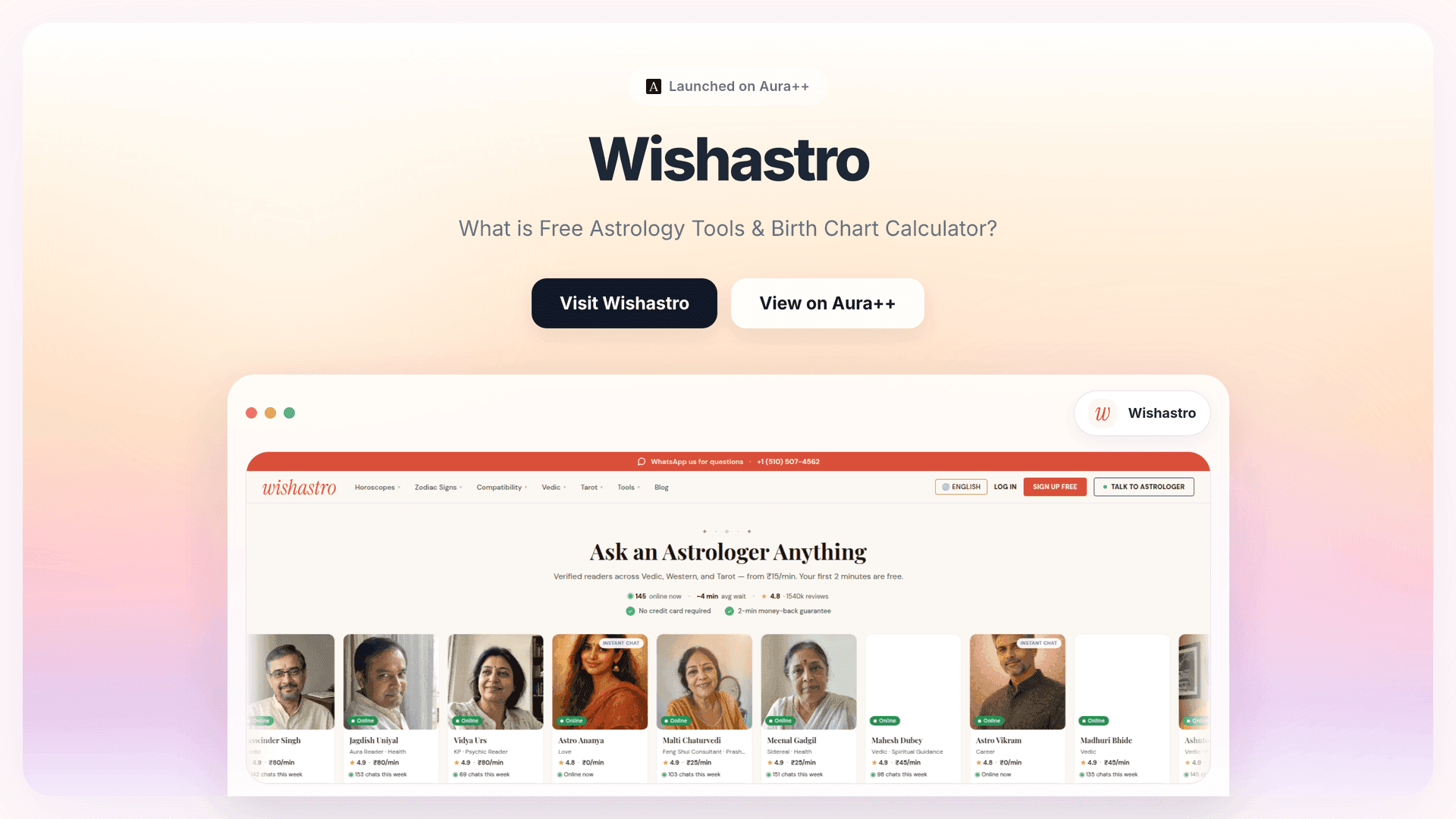 Wishastro launch story featured image on Aura++