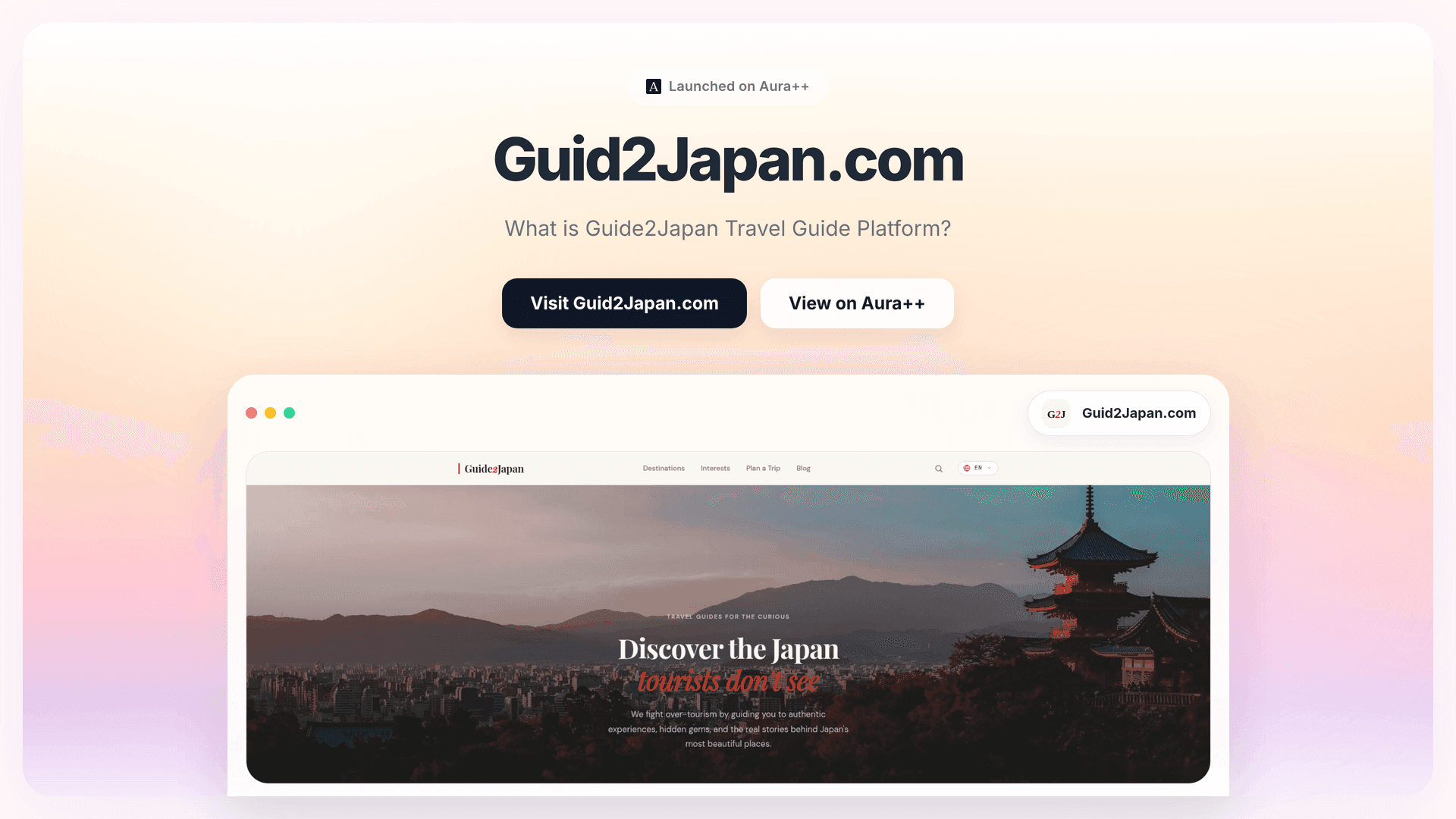 Guid2Japan.com launch story featured image on Aura++