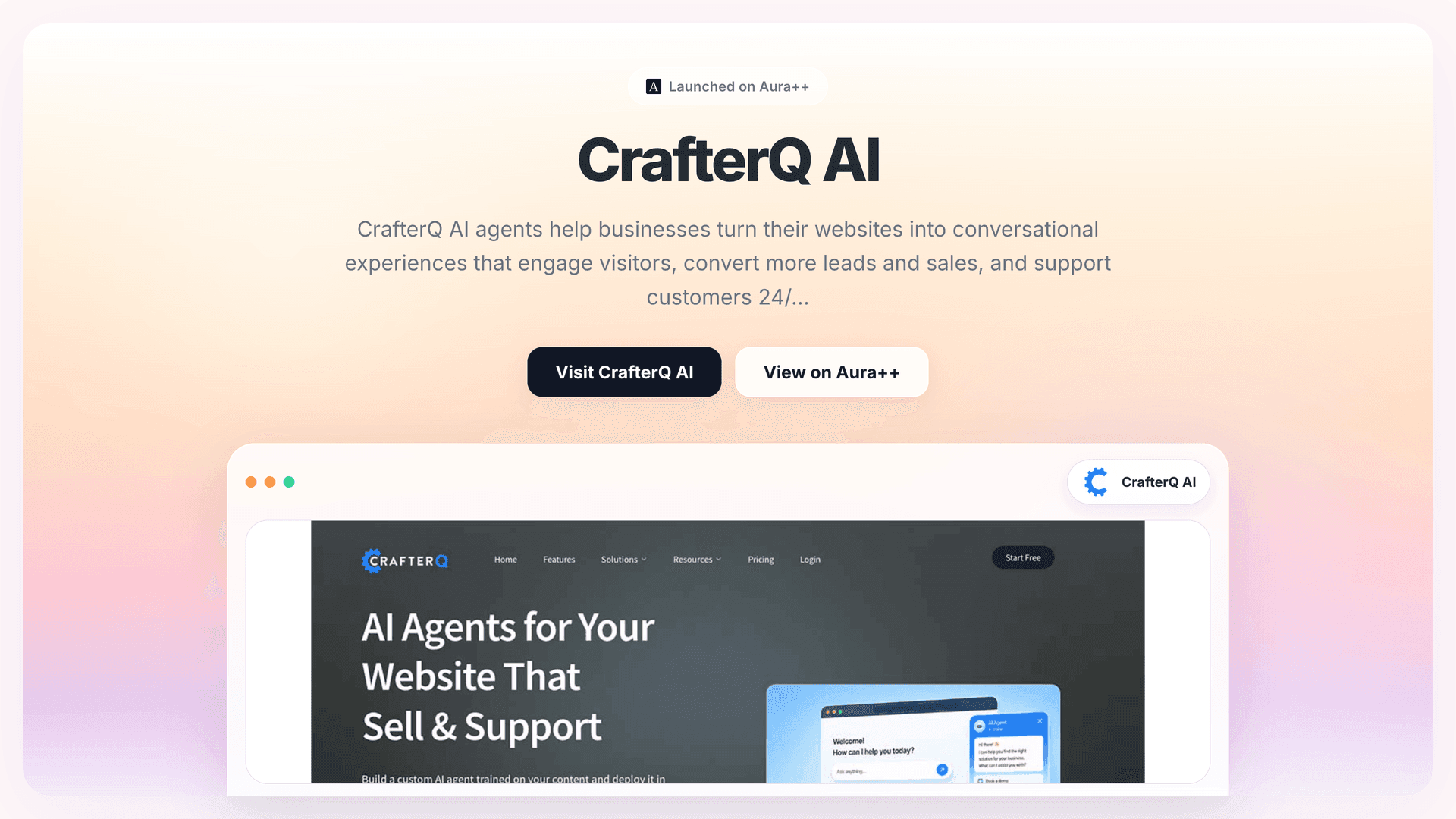 CrafterQ AI launch story featured image on Aura++