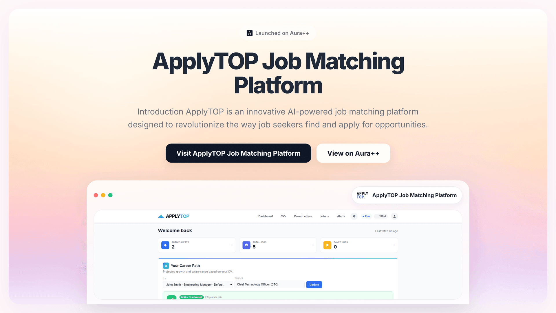 ApplyTOP Job Matching Platform launch story featured image on Aura++