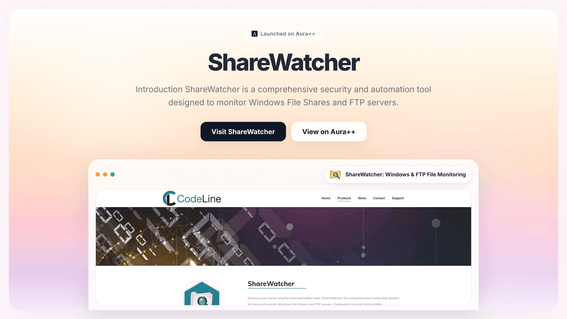 ShareWatcher: Windows & FTP File Monitoring launch story featured image on Aura++