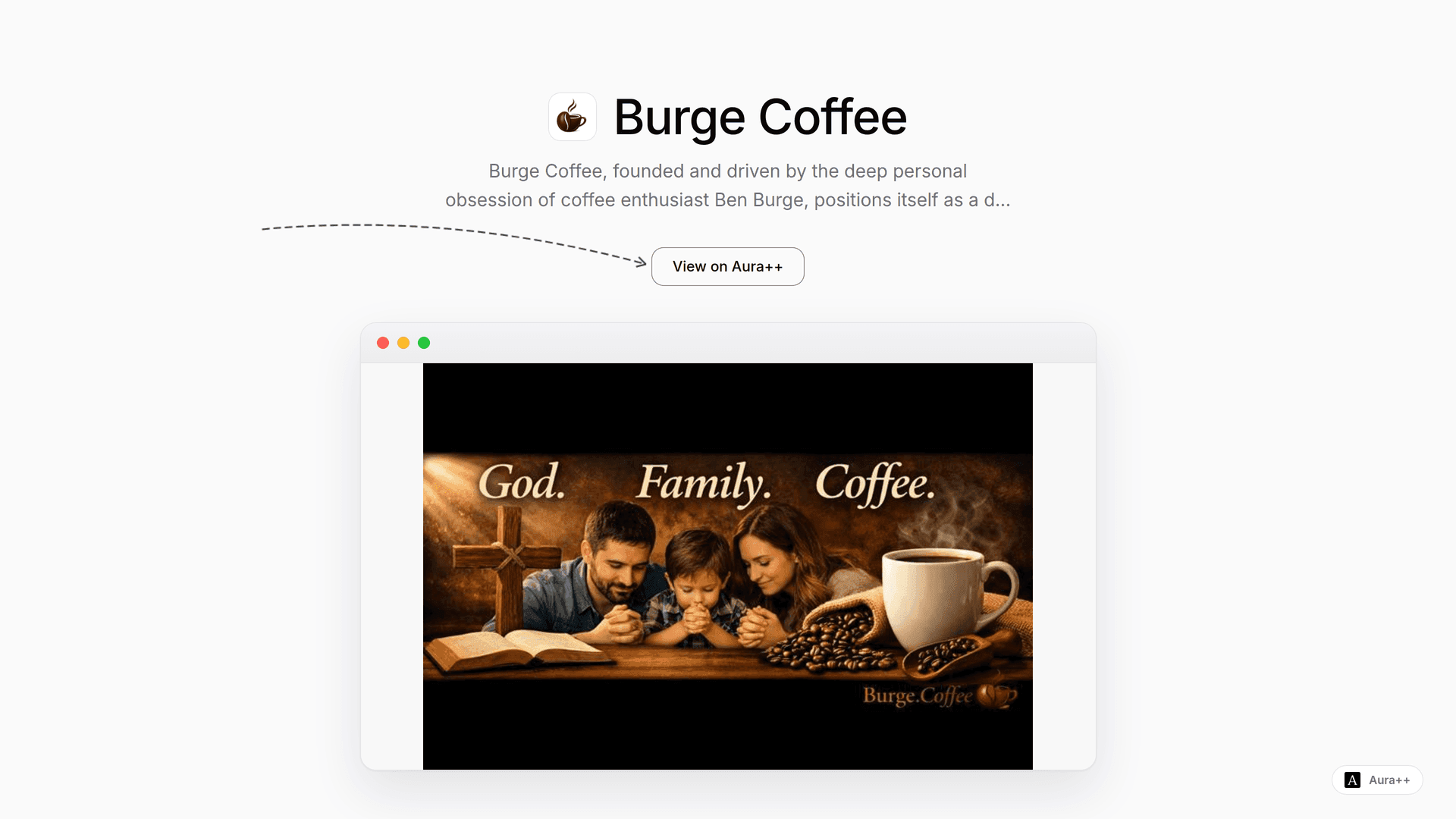 Burge Coffee launch story featured image on Aura++