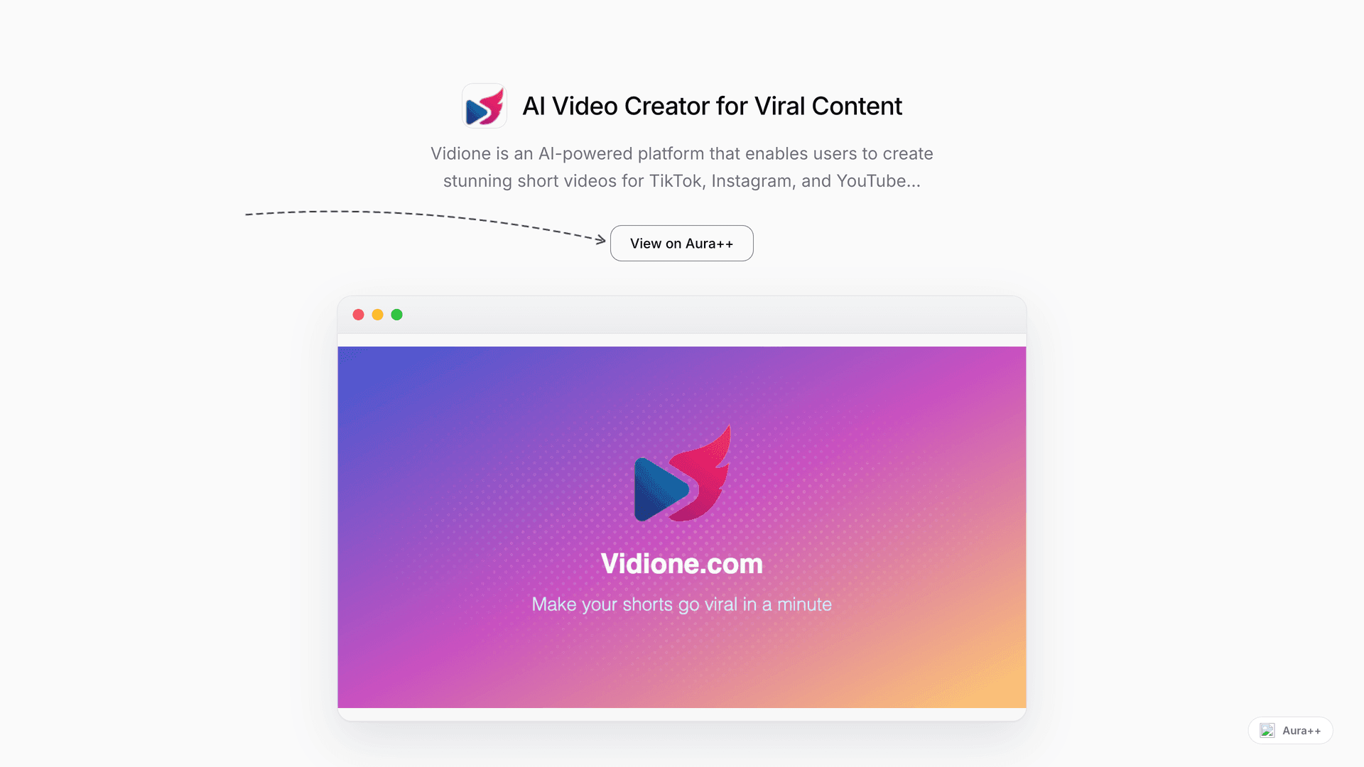 AI Video Creator for Viral Content launch story featured image on Aura++