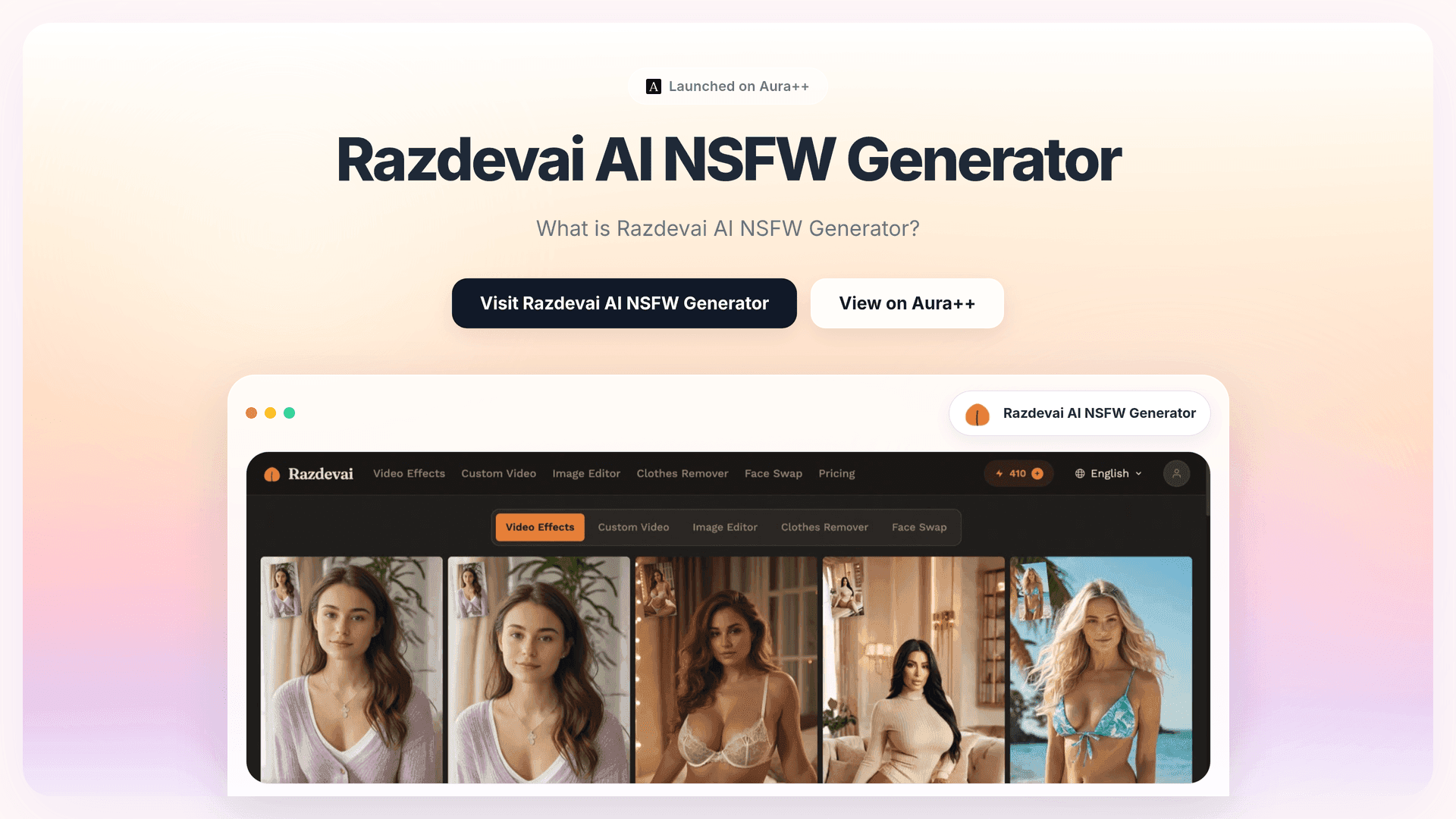 Razdevai AI NSFW Generator launch story featured image on Aura++