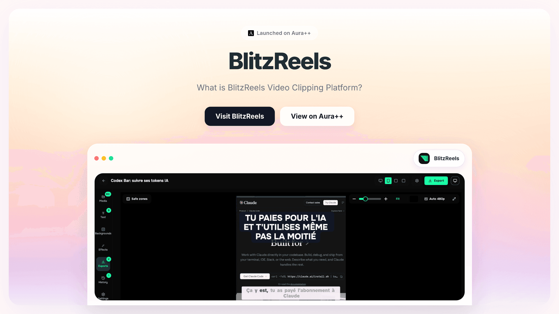 BlitzReels launch story featured image on Aura++