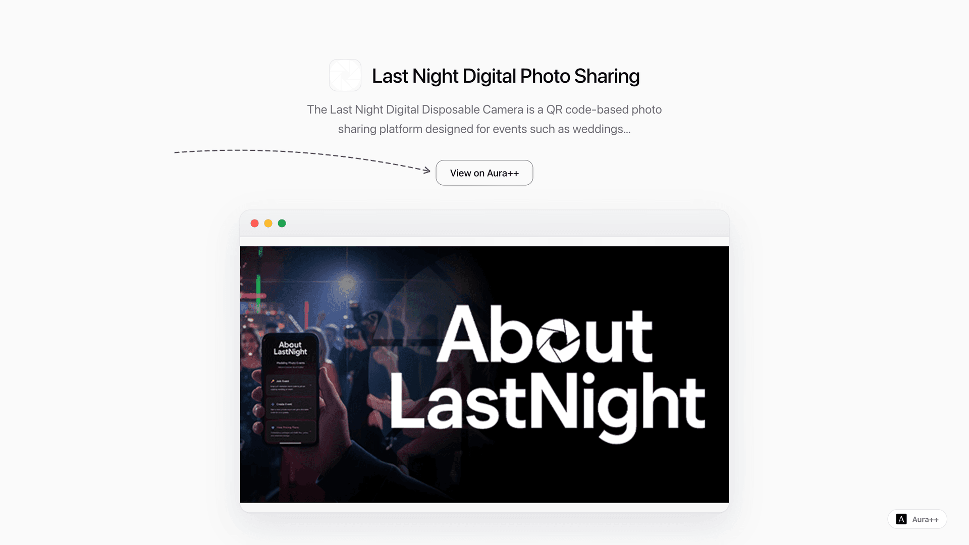 Last Night Digital Photo Sharing launch story featured image on Aura++