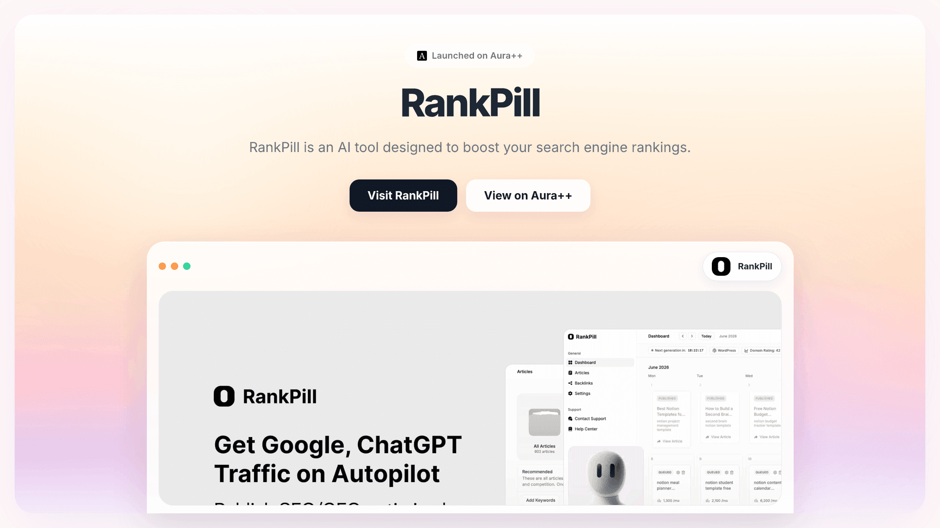 RankPill launch story featured image on Aura++