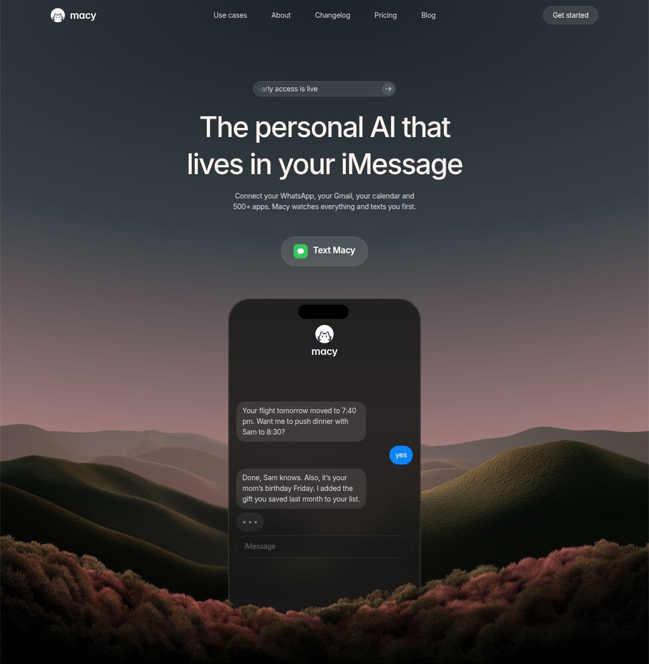 Macy product preview for startup listing on Aura++