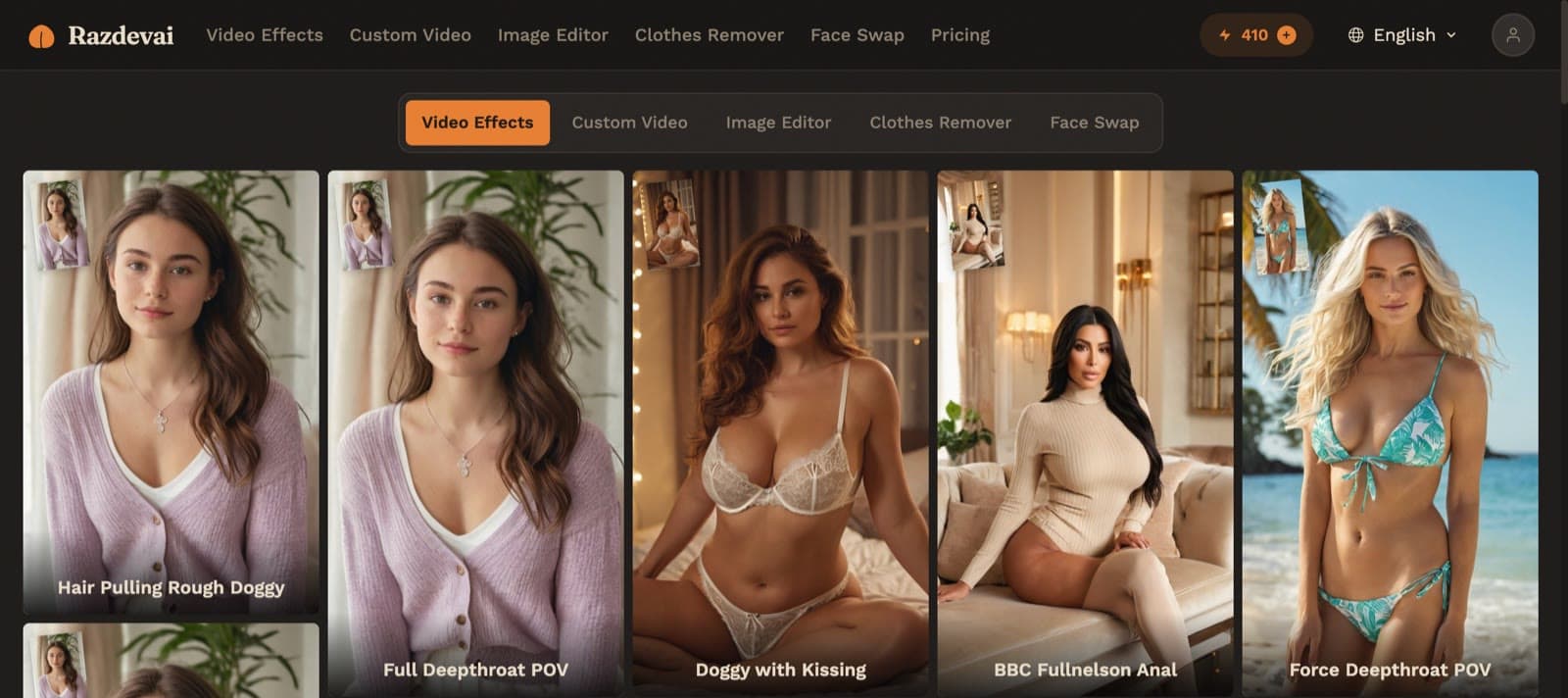 Razdevai AI NSFW Generator product preview for startup listing on Aura++