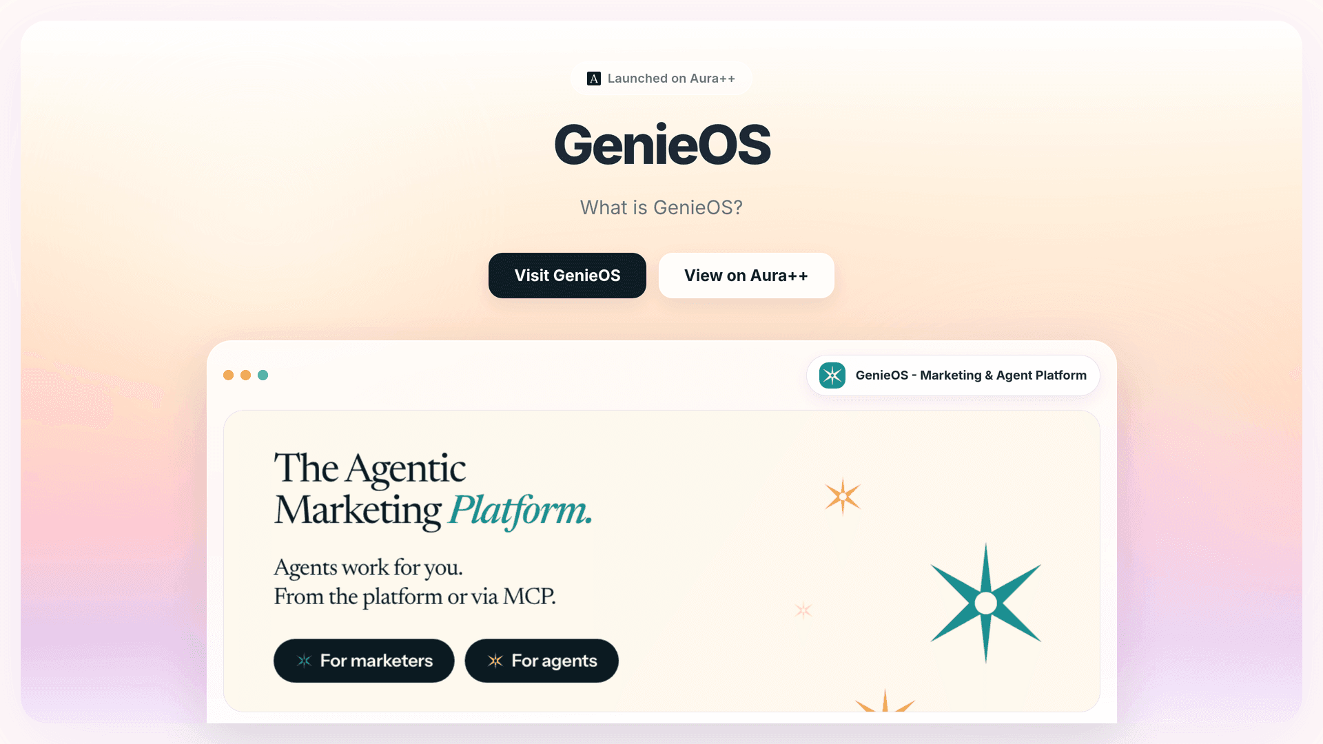 GenieOS - Marketing & Agent Platform launch story featured image on Aura++