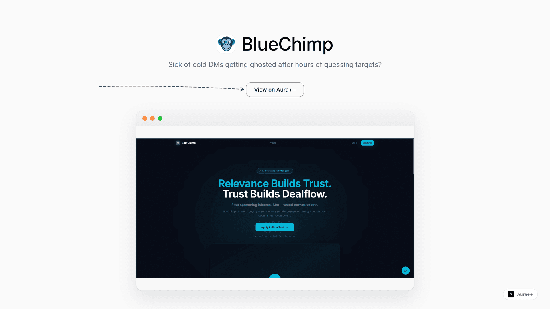 BlueChimp launch story featured image on Aura++