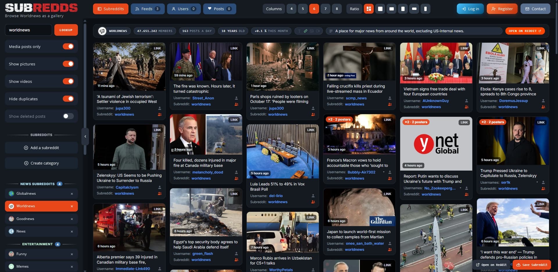 SubRedds product preview for startup listing on Aura++