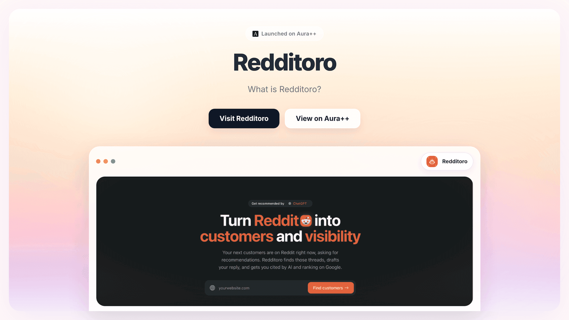 Redditoro launch story featured image on Aura++