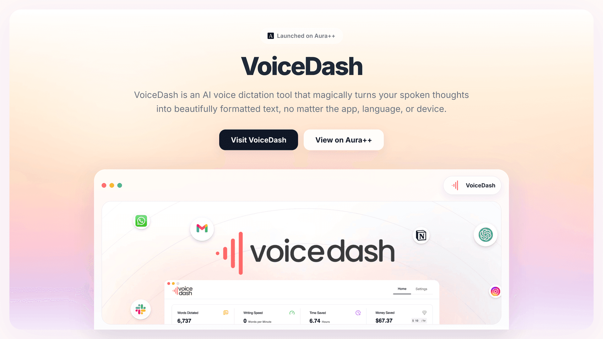 VoiceDash launch story featured image on Aura++