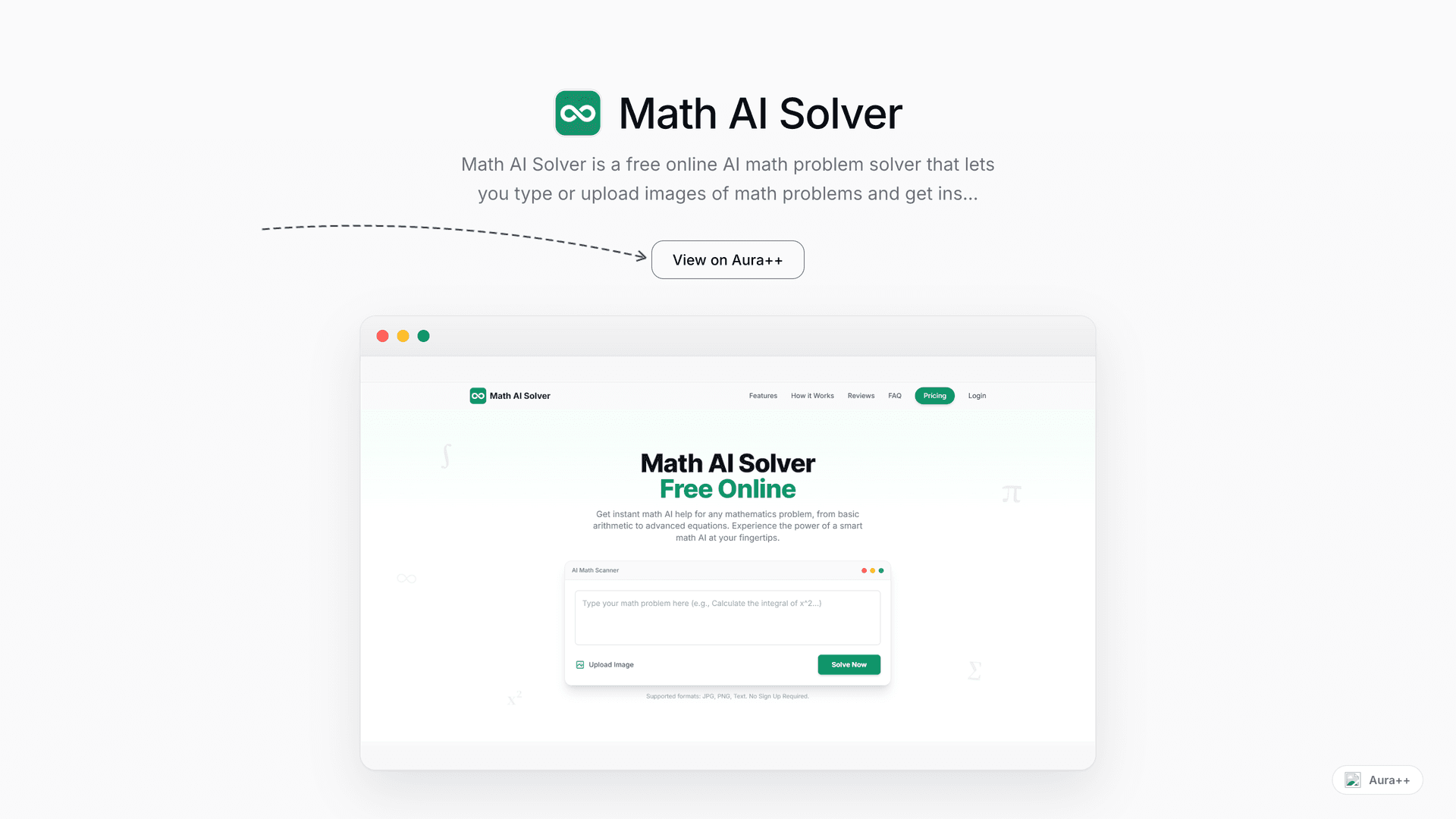 Math AI Solver launch story featured image on Aura++