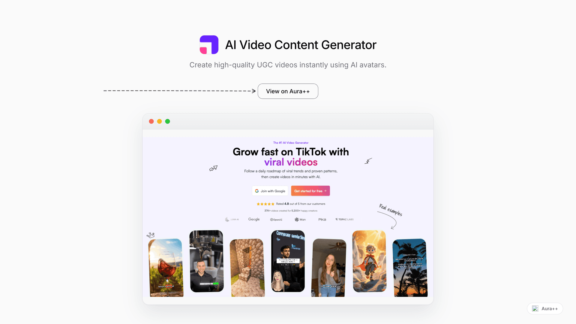 AI Video Content Generator launch story featured image on Aura++