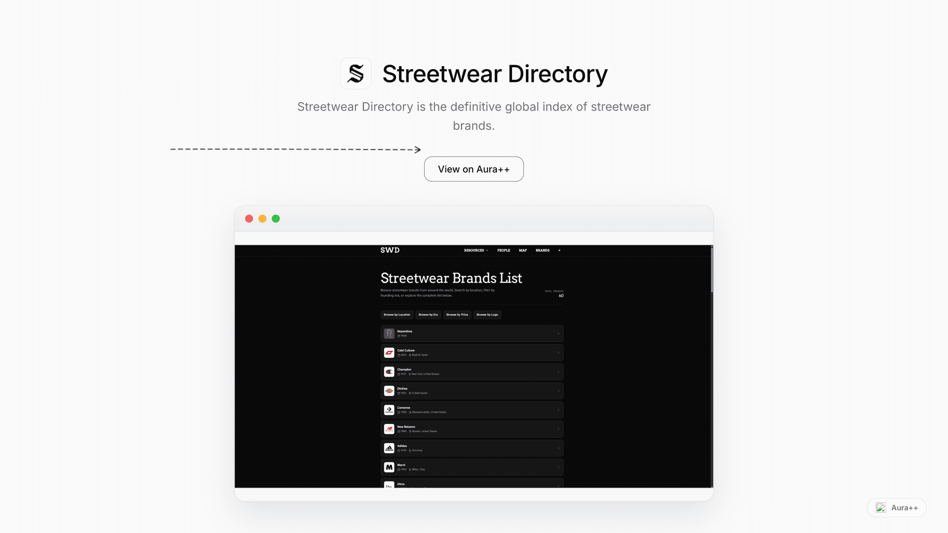 Streetwear Directory launch story featured image on Aura++