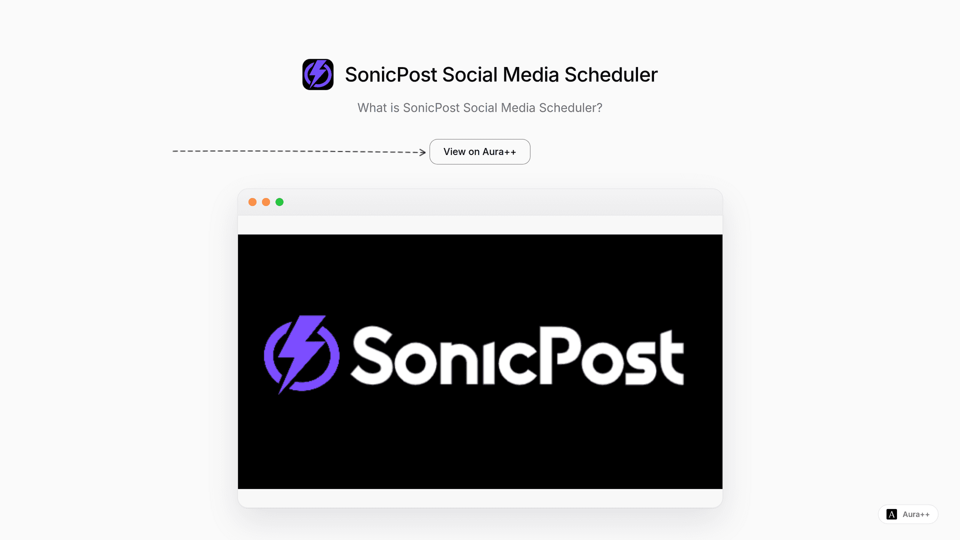 SonicPost Social Media Scheduler launch story featured image on Aura++