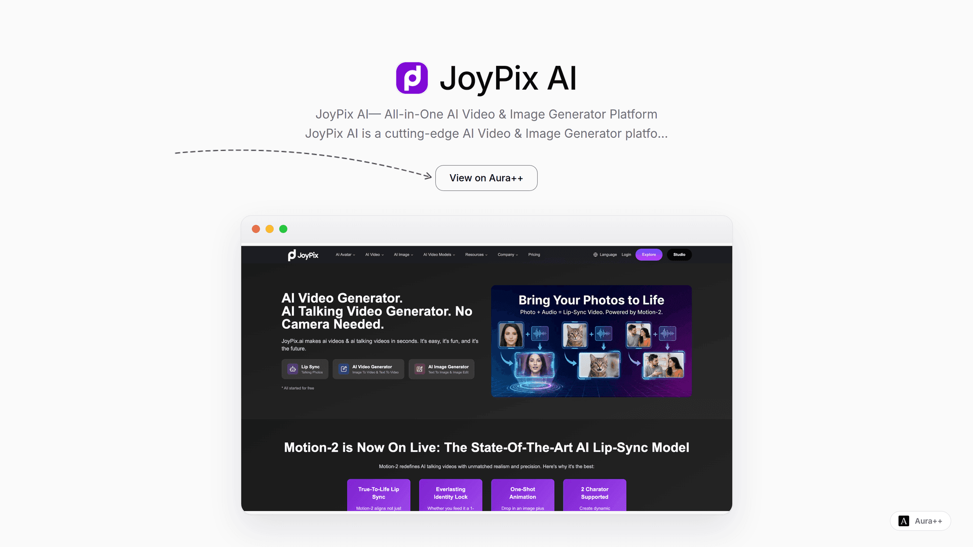 JoyPix AI launch story featured image on Aura++