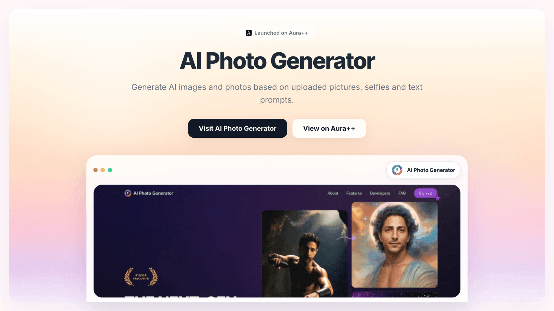 AI Photo Generator launch story featured image on Aura++