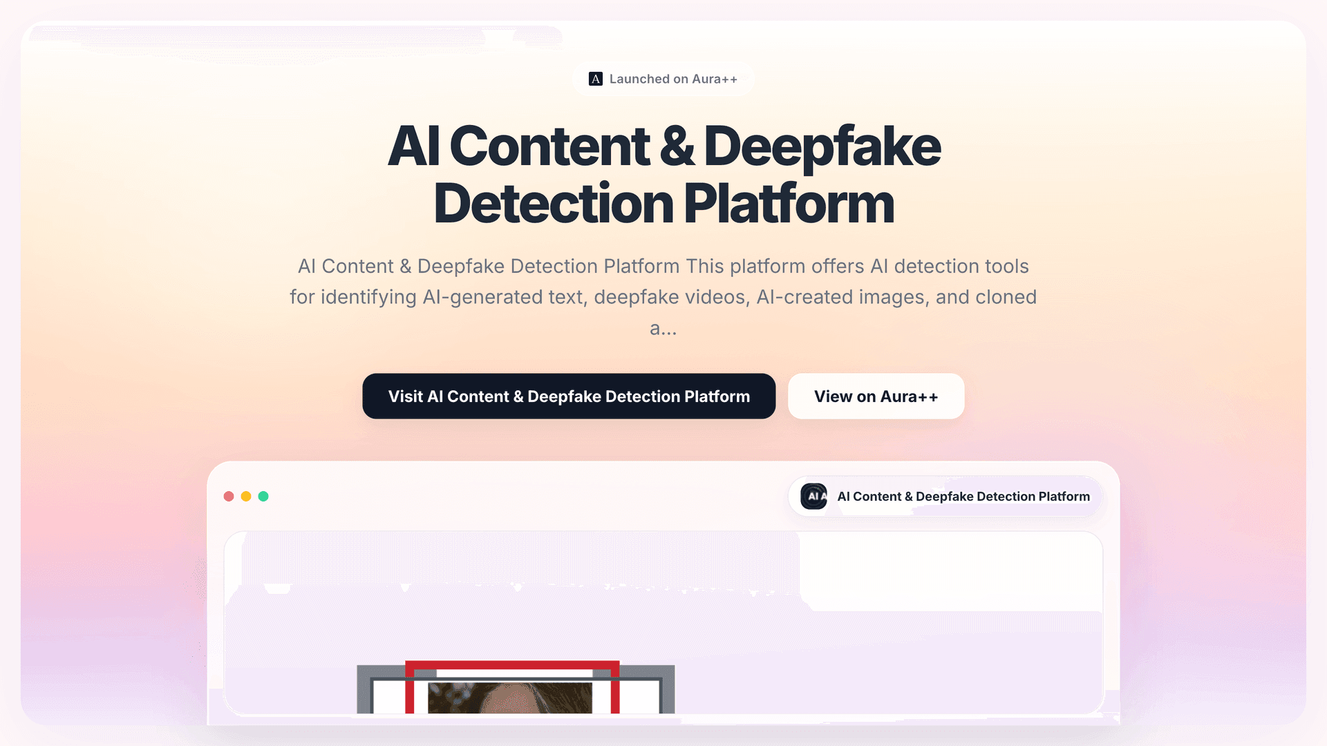 AI Content & Deepfake Detection Platform launch story featured image on Aura++
